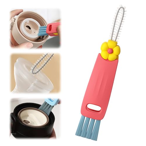 2024 New 3 in 1 Cup Lid Cleaning Brush,Crevice Cleaning Brush Set for Baby Bottle Gap Tight Spaces Cup,3 in 1 Multifunctional Cleaning Brush Portable Cup Lid Cleaner with Brush(D)