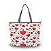 JSTEL Valentines Day Tote Bag for Women with Zipper,Heart Tote Bag Heart Purses and Handbags