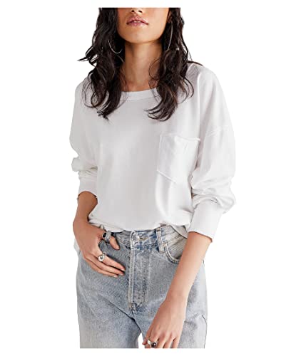 Free People Women's Fade Into You Tee, Ivory, White, S #TOP11