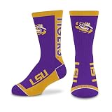 For Bare Feet NCAA LSU TIGERS MVP Crew Sock Team Color Youth