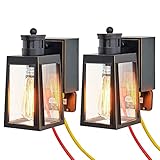 Dusk to Dawn Porch Lights with GFCI Outlet, Motion Sensor Outdoor Lights, Anti-Rust 3 Lighting Modes