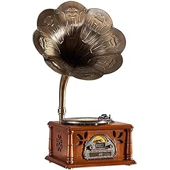Tourne-Disque Rétro Big Horn Antique Vinyl Turntable Haut-Parleurs Bluetooth sans Fil, Prise en Charge De La Lecture De… - Les Beatles, Paul McCartney, John Lennon, RIngo Starr, George Harrison