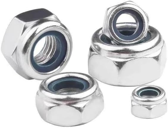M18-2.25 Lock Nuts, M18 Nylon Insert Locknuts 304 Stainless Self Clinching Nuts, Bright Finish, Full Thread Nylock Nuts,5Pcs