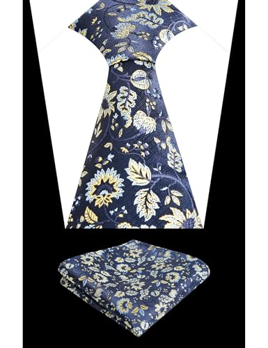 Image of Alizeal Mens 3.15inches Leaf Flower Pattern Tie Set