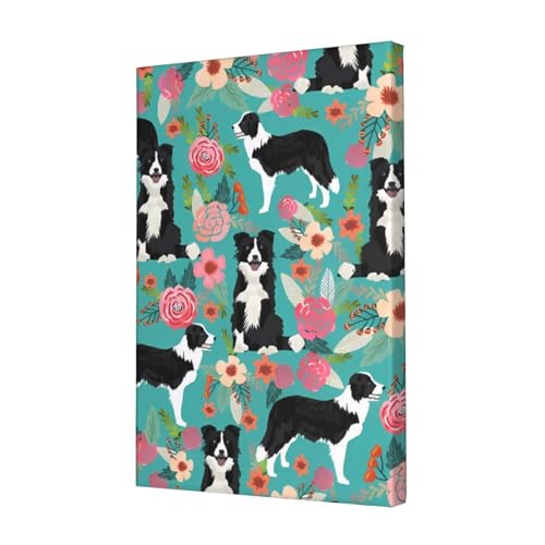 Peinture moderne Border Collie OUSIKA une deco de chambre chaleureuse au motif floral zen