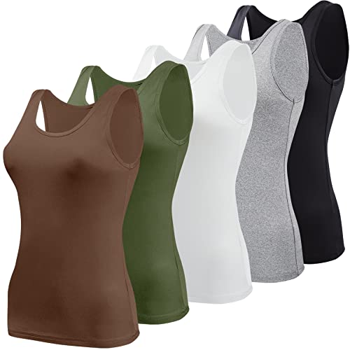 BQTQ 5 Stück Elastische Tank Tops Damen Unterhemden Stretch Crop...