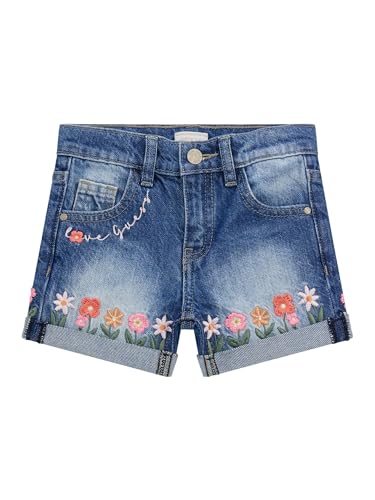 GUESS Girls Rigid Denim Shorts with Embroidery, Fresh Flowers Wash, 5