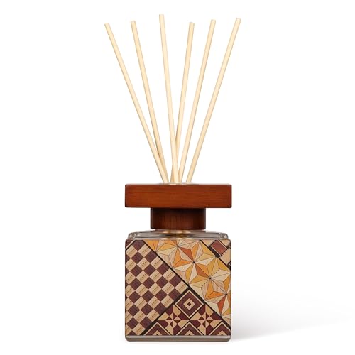 Aroma Naturals Diffuseurs de Parfum pour la Maison, Couvercle en Bois diffuseur d'huile parfumée avec bâtonnets, 150 ML Idéal pour Chambre, Salon, Studio...