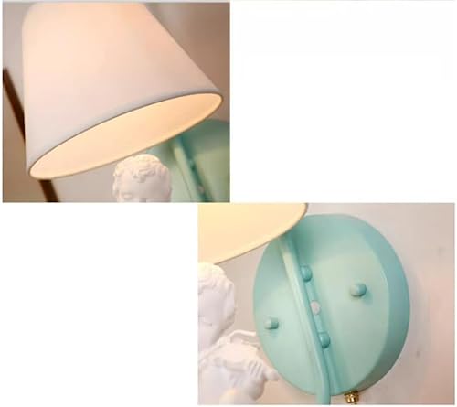 Miniatura 5 de ZJZTD Plug-in - Lámpara de pared infantil E14 Retro Dormitorio Mesita de noche de metal y tela, apliques de pared (color  rojo)