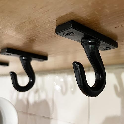 Antique Hardware Depot - 2.5”-Under Cabinet or Shelf Coffee Mug Holder – Cup Hooks Separator – Decorative Black Iron Hangers - Create Rack Under Counter or Wall – Cups, Keys, & Utensils (10-Hooks) by Antique Hardware Depot - Used condition - Image 4
