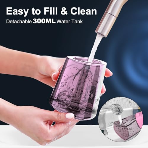 Water Dental Flosser Pick for Teeth: 4 Modes Cordless Portable Water Flossers Teeth Cleaner Rechargeable 300ML IPX7 Waterproof Oral Irrigator Flossing Cleaning Picks for Home Travel