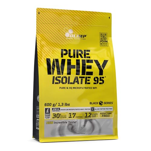 OLIMP SPORT NUTRITION Olimp Pure Whey Isolate 95 Proteinpulver - Premium Molkenprotein-Isolat, Reich an Aminosäuren & Vitaminen, Unterstützt den Muskelaufbau, 600g, Schokolade
