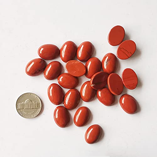 Manekieko 7 Pcs Natural Red Jasper Oval Cabochons Flatback Crystal Stone Gemstones Beads for Jewelry Making DIY,18x13mm - Image 3