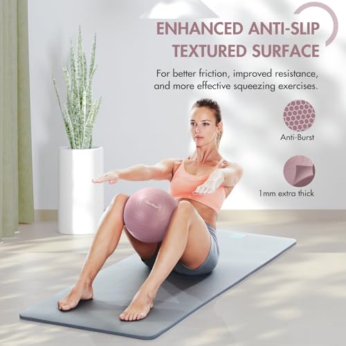 Image of Pilates Ball 9 Inch Core Ball, Small Exercise Ball Between Knees for Physical Therapy, Small Yoga for Pilates, Yoga and Core Training, Fitness for Workout at Home Gym and Office
