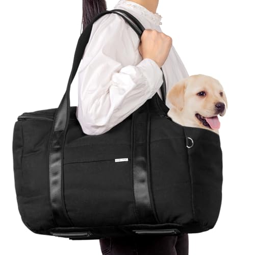 Hundetragetasche, Tragetasche Hund, Hundereisetasche mit Verstellbarer Sicherheitsleine, weiche Tasche für kleine Hunde und kleine bis mittelgroße Haustiere, Outdoor-Einkaufstasche