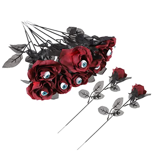 Rose artificielle avec œil Halloween bouquet de 10 pièces gothique pour fête