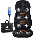 CooCoCo 8 Motors Massage Seat Cushion, Upgraded 2X Larger Heating Back Massager with Heat, 5 Modes & Auto Off Back Massage Chair Pad for Home Office Use, for Women Men Dad Mom