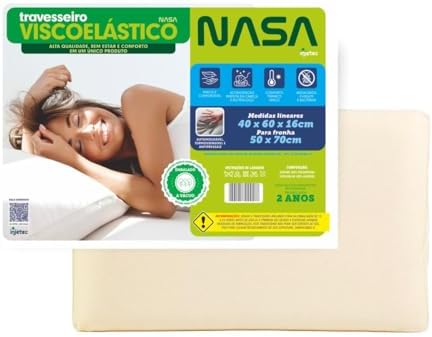 Travesseiro Nasa Viscoelastico Automoldavel, 40x60x16cm, Unid