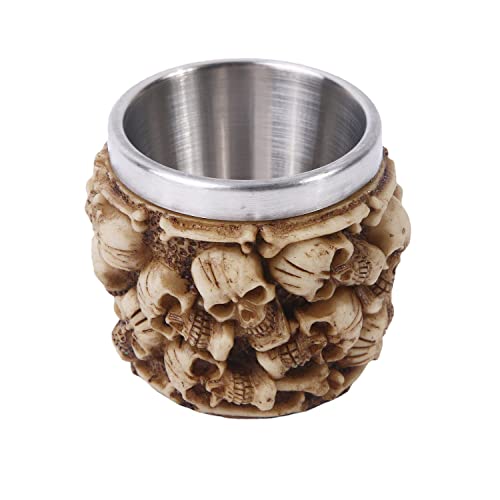IBLUELOVER Mug 3D Originale Crâne Tête de Mort Tasse en acier inoxydable 100ml Anti-frottement Tasse Bière Café Boisson Humour Chope Cadeau Amusant Idéal Halloween...