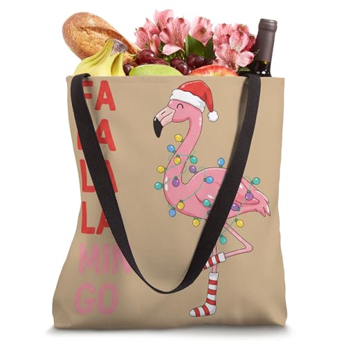 Christmas Flamingo Fa La La La Min Go Funny Holiday Tote miniatura 4