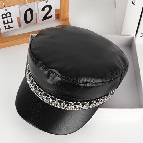 Gorra mujer estilo newsboy piel sintética miniatura 4