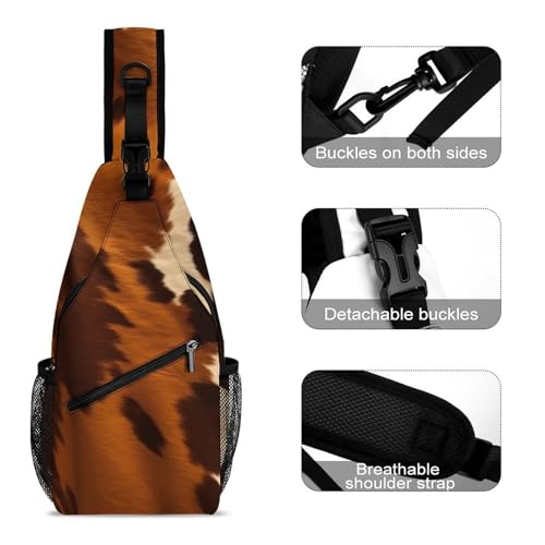 Abstract Cow Skin Sling Bag mochila deportiva para senderismo miniatura 3