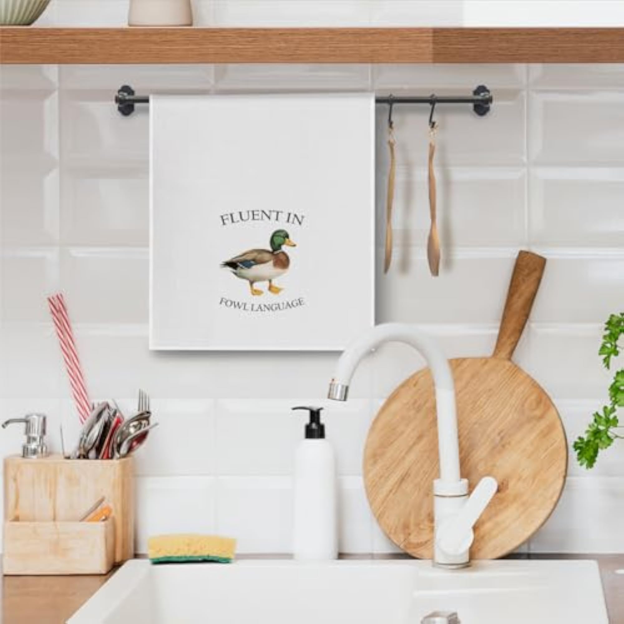 Fluent in Fowl Language Duck Kitchen Towels, Farm Animal Decor