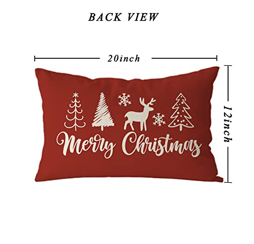 Gagec Christmas Pillow Covers 12X20 Inch Merry Christmas Throw Pillows Red Deer Pillowcase Winter Home Decor Living Room Cushion Case For Sofa Couch #TOP1