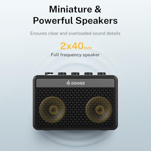 Image of Donner Mini Guitar Amp Small Electric Guitar Amplifier 5W Portable for Desktop Practice with a Retro British Tone DA-10