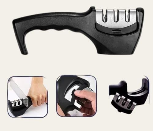 Kit Para Churrasco Tela Grill Manta Resistente Versátil e Amolador de Facas Afiador Profissional Hig