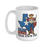 Howdy Folks Texas State Fair Cowboy Retro TX Map Texan Flag Ceramic Mug, White, 15oz