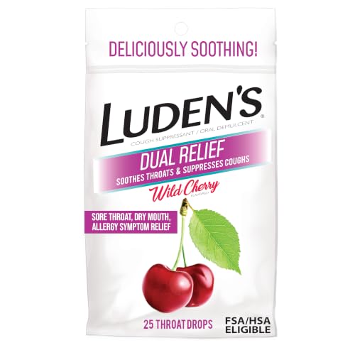 Image of Luden's Dual Relief Cough Drops, Soothing Lozenges, Wild Cherry, 25 Count (Pack of 12)
