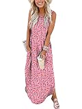 Picture of ANRABESS Women Summer Maxi Dress Beach Vacation Sundress Sleeveless Casual Loose Shirt Dresses 2025 Travel Outfits Floral Print X-Large