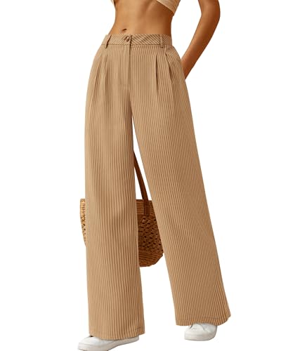 BTFBM Women Striped Dress Pants 2025 Spring Business Casual Outfits Wide Leg Long Palazzo Pants Work Office Trousers