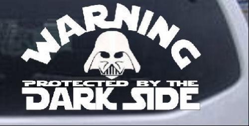 Darth Vader Dark Side Funny Car Window Wall Laptop Decal Sticker -- White 8in X 4.8in
