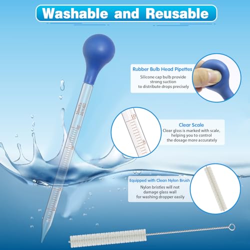 Asherxin 5 Pack 10Ml Glass Pipette Dropper Lab Graduated Dropper Glass Liquid Pipette With 1 Pc Cleaning Brush For Liquid Essential Oil thumb #2
