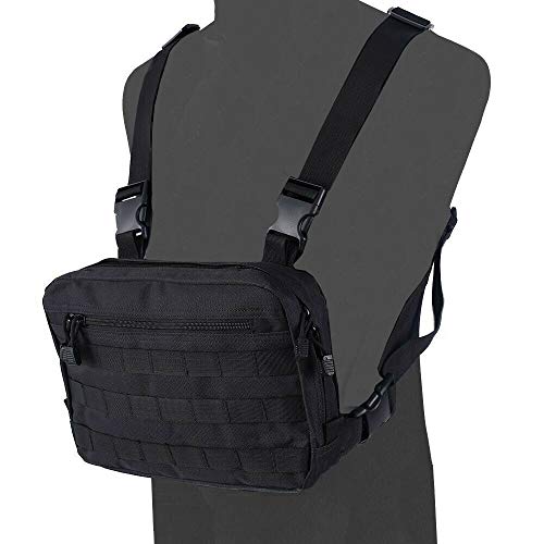 Abcgoodefg Tactical Chest Rig Molle Radio Chest Harness Holder Holster Vest Front Chest Pouch Outdoor Chest Bag Chest Pack(Black) #TOP2