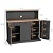 Gyfimoie Sideboard Buffet Cabinet with 2 Drawers, Farmhouse Kitchen Pantry with Adjustable Shelves, Coffee Bar Cupboard Cabinet with 3 Doors for Kitchen, Dining Room (Black)