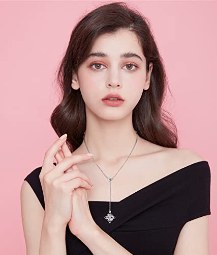 FLYOW 925 Sterling Silver Good Luck Irish Jewelry Celtic Knot Pendant Necklace for Women Birthday Graduation Gift3