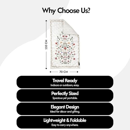 The Linen Company Portable Padded Muslim Prayer Mat - 43.3" L x 27.5" W - Ethereal - Machine Washable & Foldable - Ideal for Home, Office, & Travel