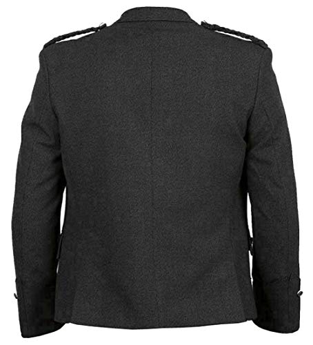 Kicky Argyle Jacket With Waistcoat-Vest 100% Wool, Tweed, Charcoal Grey, Argyle jacket for kilt men, Argyle Kilt Jacket2