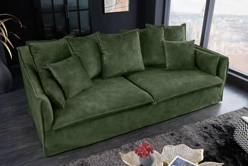 Riess Ambiente Großes 3er Sofa Heaven 200cm dunkelgrün Samt waschbarer Bezug Hussensofa Couch, Ecksofa, Eckcouch, Samtsofa – Bild 7
