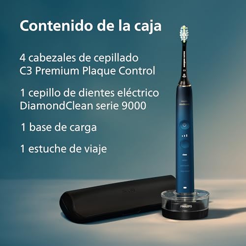 Philips Sonicare DiamondClean 9000, cepillo dental eléctrico, edición especial, cepillo dental sónico con aplicación, sensor de presión, soporte de carga, color aguamarina, modelo HX9911/89 - imagen 8