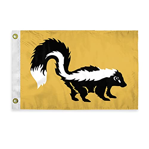 AGAS Skunk Novelty Boat Flag - 12 x 18 inch - Double Sided Printed 200D Nylon - Solid Brass Eyelets Canvas Heading - Vivid Colors Fade Proof - Skunk Funny Boat Nautical Flag