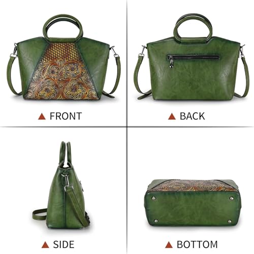 Sac à main cuir vert d'une qualité artisanale exceptionnelle