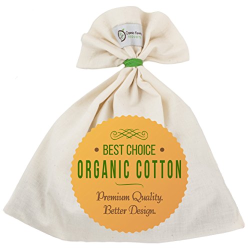 Organic Cotton Nut Milk Bag - Super Smooth Almond Milk Maker - No Seam Bottom, Drawstring Free - Professional Reusable Food Strainer for Yogurt, Cheese, Juice, Tea, Coffee - Natural & Eco-Friendly