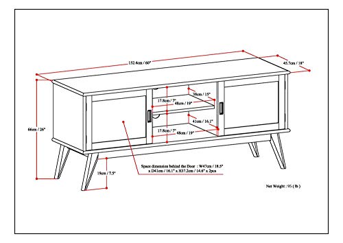 Simpli Home Draper SOLID WOOD Universal Low TV Media Stand, 60 inch Wide, Modern Industrial, Living Room Entertainment Center, Shelves, Cabinets, for Flat Screen TVs up to 70", White