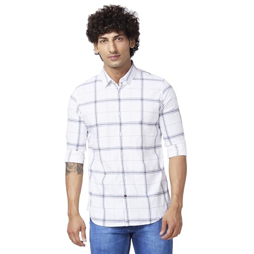 Image of Spykar Men's Regular Fit N /A Full Sleeve Checked Casual Shirts