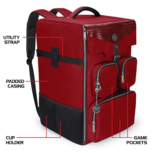 Enhance Collector's Edition Board Game Backpack - Reinforced Rigid Board Game Storage With Padded Shoulder Straps, Carrying Handle, And Accessories Pockets For Dice, Card Games, More (Dragon Red) #TOP7