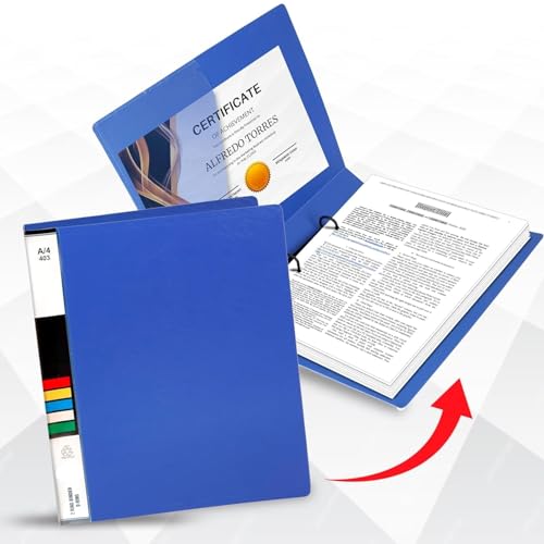 Image of ANG 2D Ring Binder File| Durable Polyethylene File Folder Document for Professional Use| Holds Upto 250 Sheets (Sky Blue, Pack of 4)